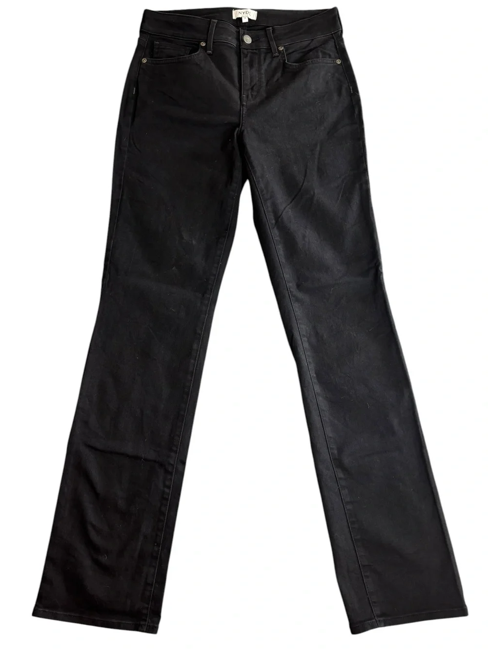 NYDJ Tummy Control Straight Leg Stretch Denim Black Size 4 Style MBDMMS2829